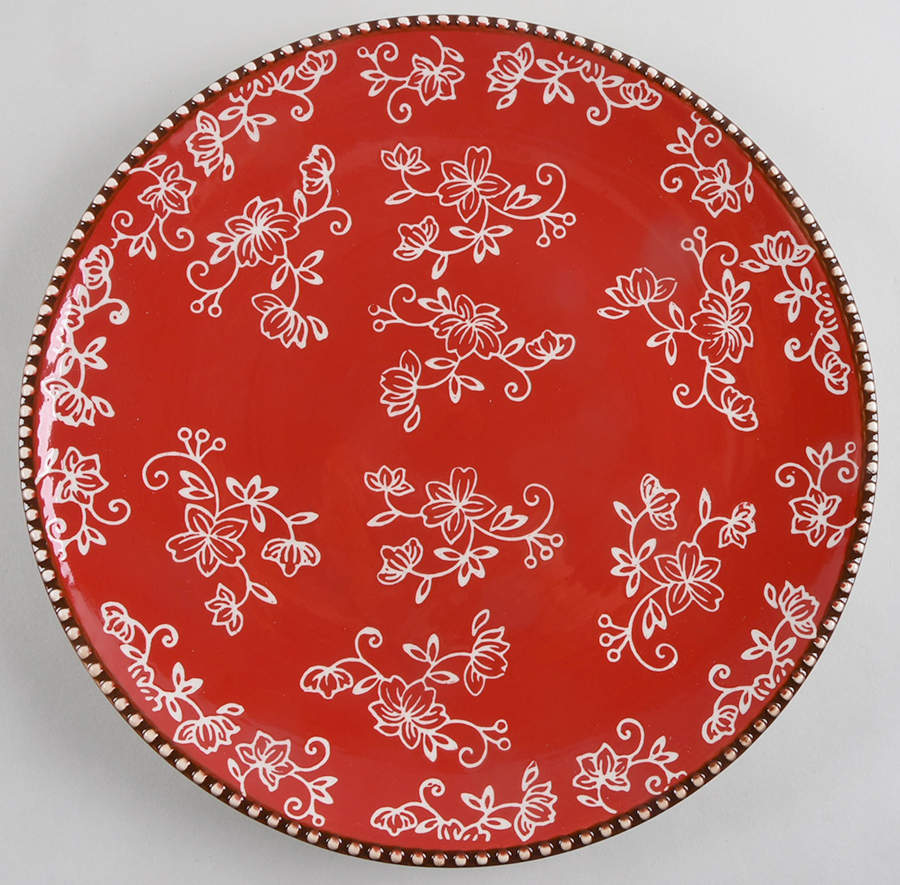 Floral Lace Red Dinner Plate by Temp-Tations-1