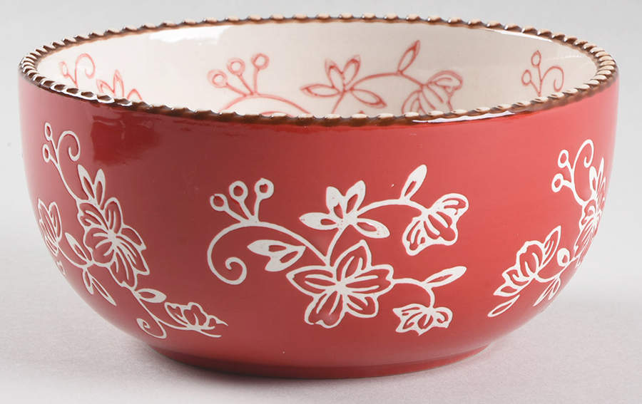 Floral Lace Red 5" All Purpose Bowl by Temp-Tations-1