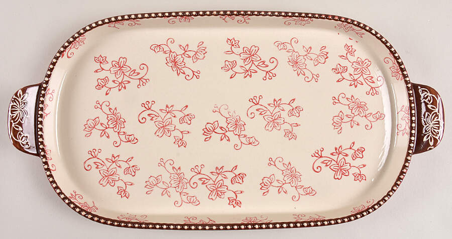 Floral Lace Red Lid-It for 15" Oval Baker (Trivet, Tra by Temp-Tations-1