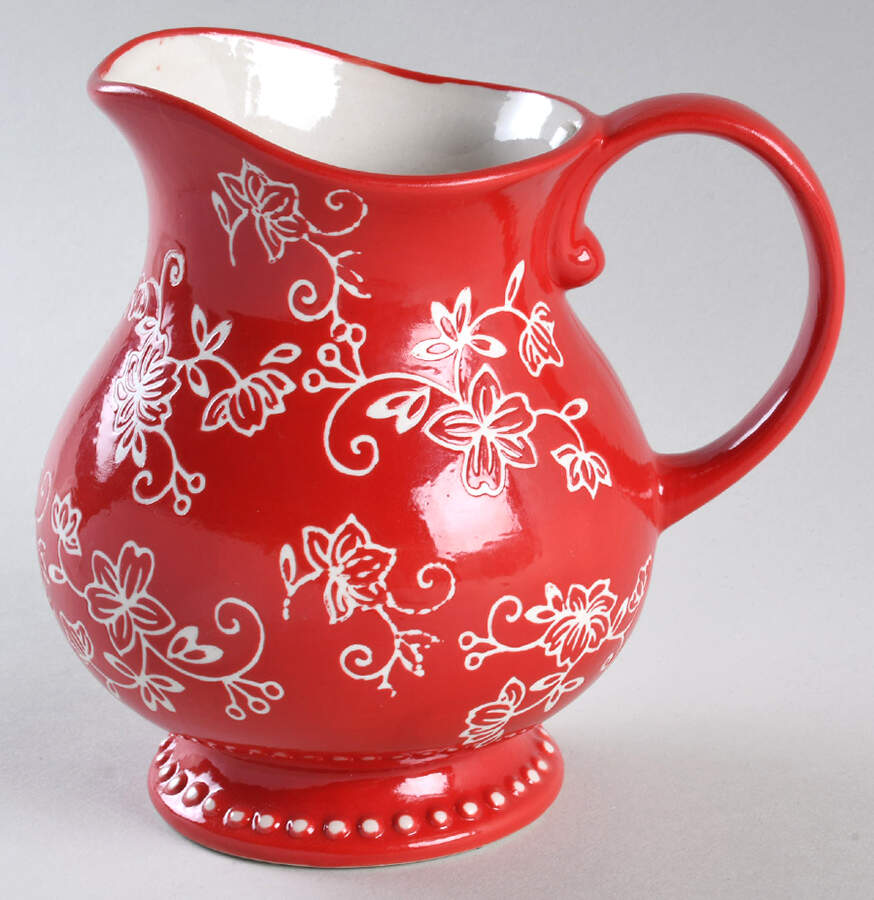 Floral Lace Red 18 Oz Pitcher by Temp-Tations-1
