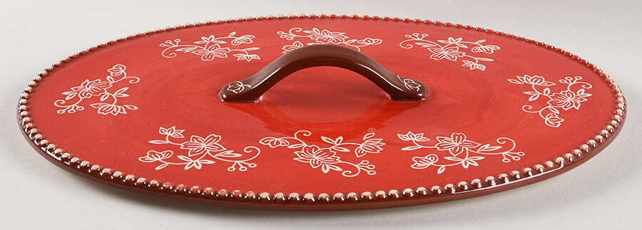Floral Lace Red Lid for 3 Qt Oval Covered Casserole by Temp-Tations-1