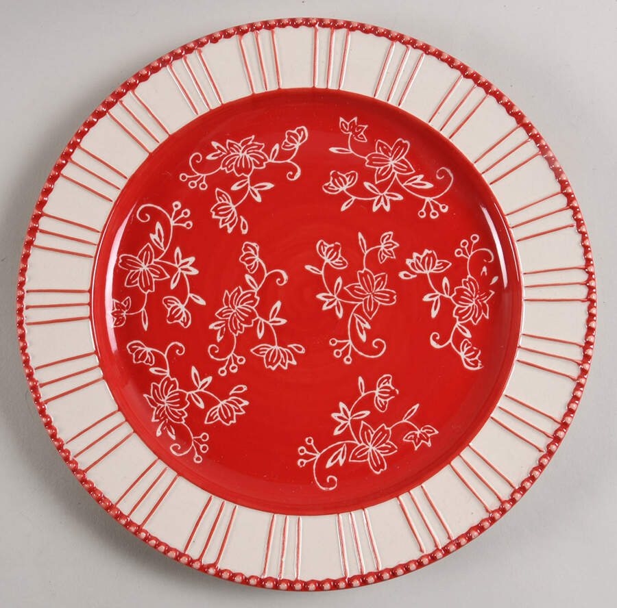 Floral Lace Red Dinner Plate by Temp-Tations-1