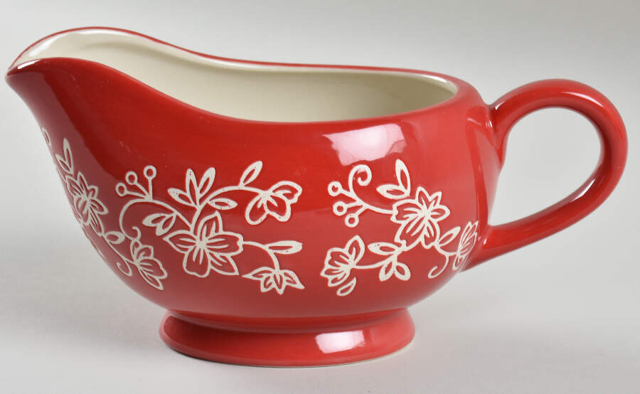 Floral Lace Red Gravy Boat by Temp-Tations-1