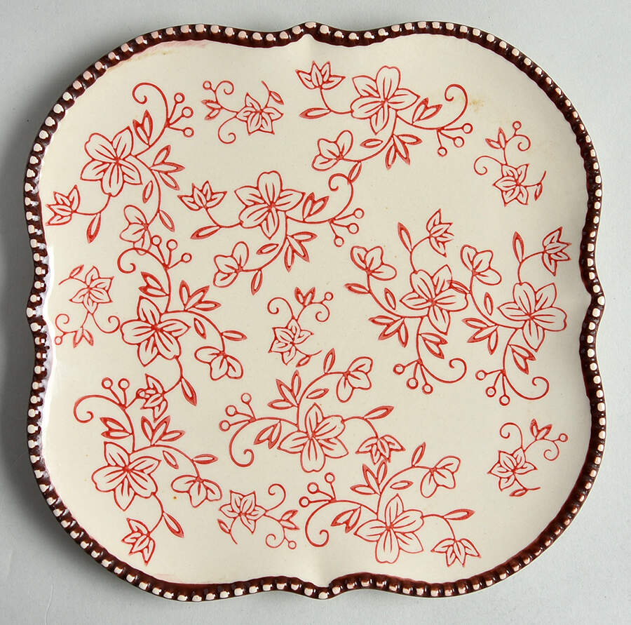 Floral Lace Red Square Salad Plate by Temp-Tations-1