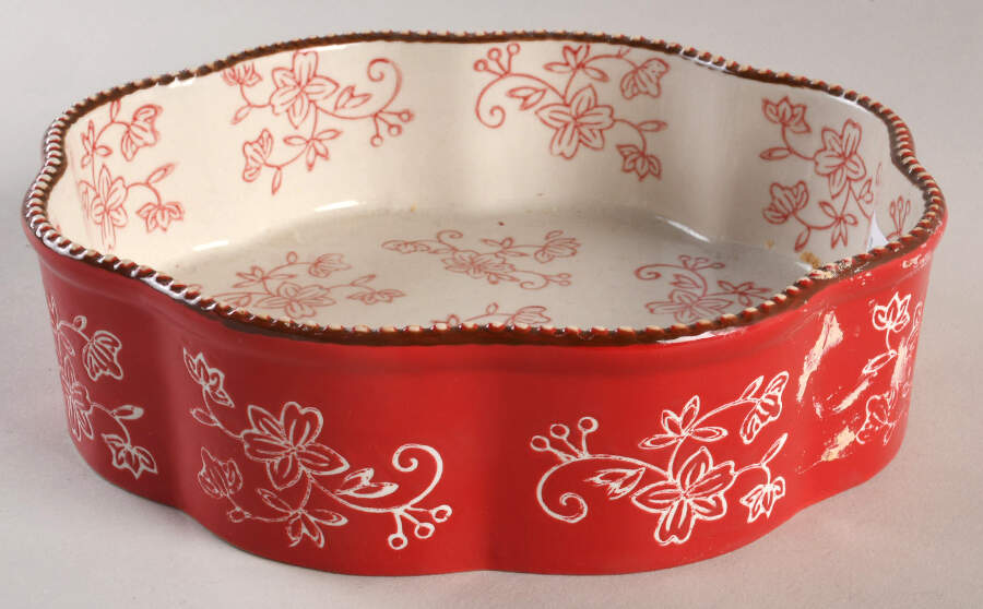 Floral Lace Red 8" Fluted Cake Pan by Temp-Tations-1
