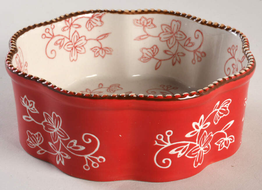 Floral Lace Red 6" Fluted Cake Pan by Temp-Tations-1