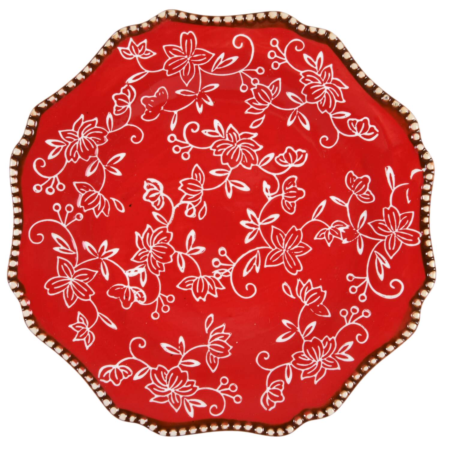 Floral Lace Red Salad Plate by Temp-Tations-1