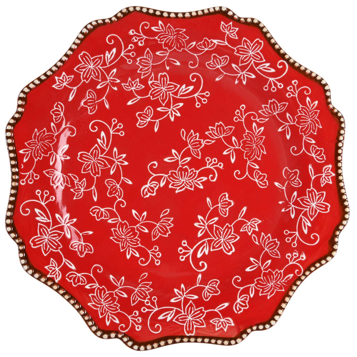 Floral Lace Red Dinner Plate by Temp-Tations-1