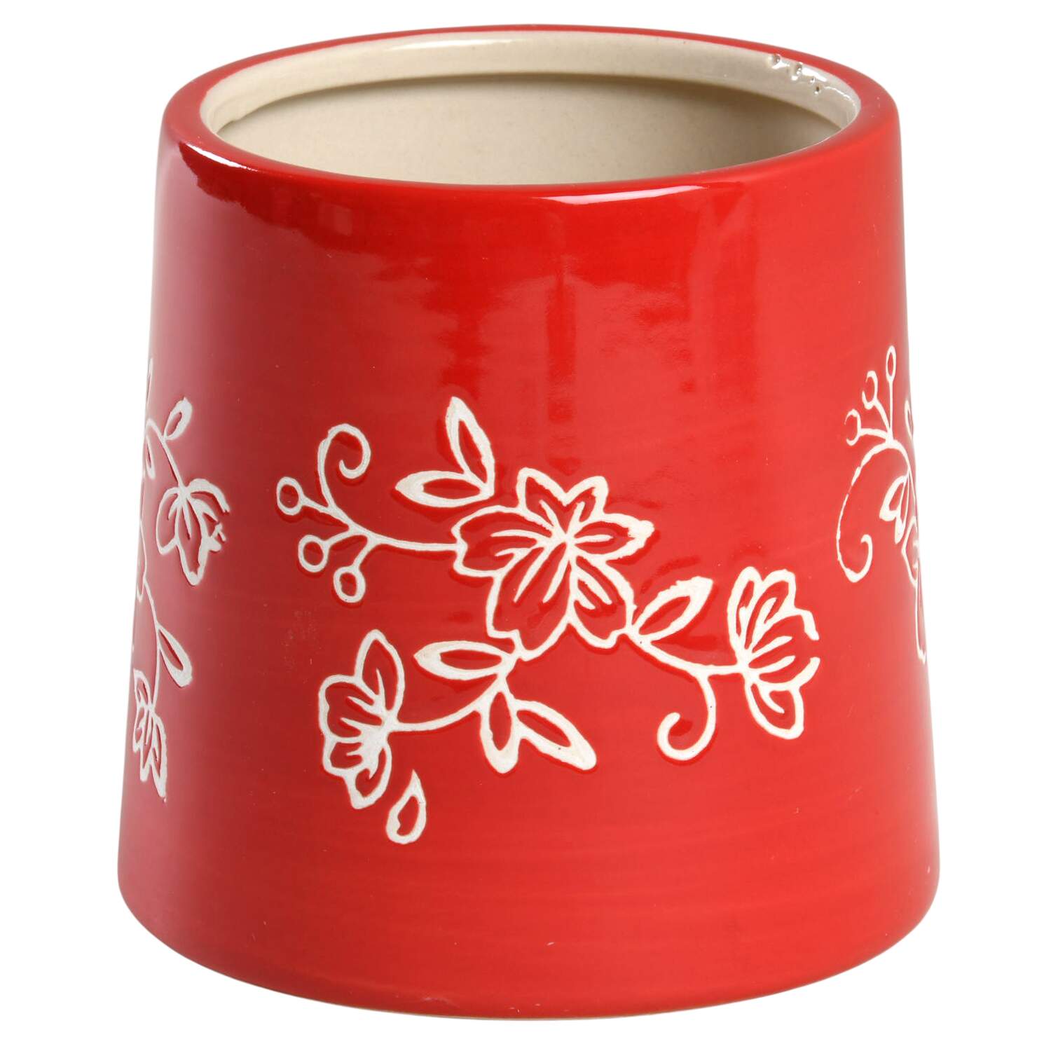 Floral Lace Red Sugar Bowl No Lid by Temp-Tations-1