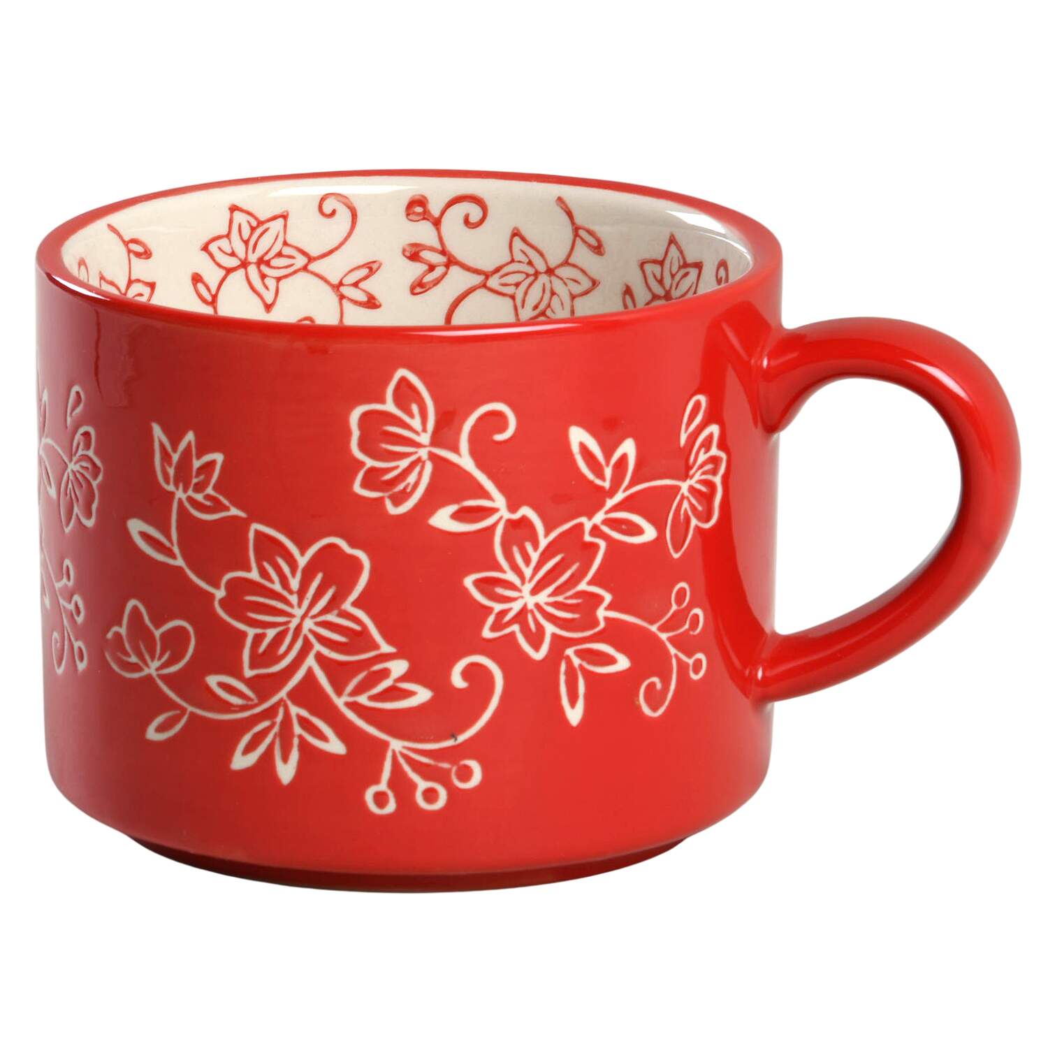 Floral Lace Red Stackable Mug by Temp-Tations-1