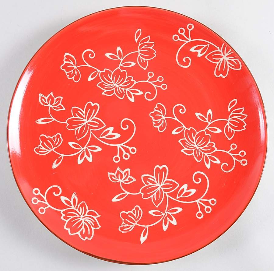 Floral Lace Red Dinner Plate by Temp-Tations-1