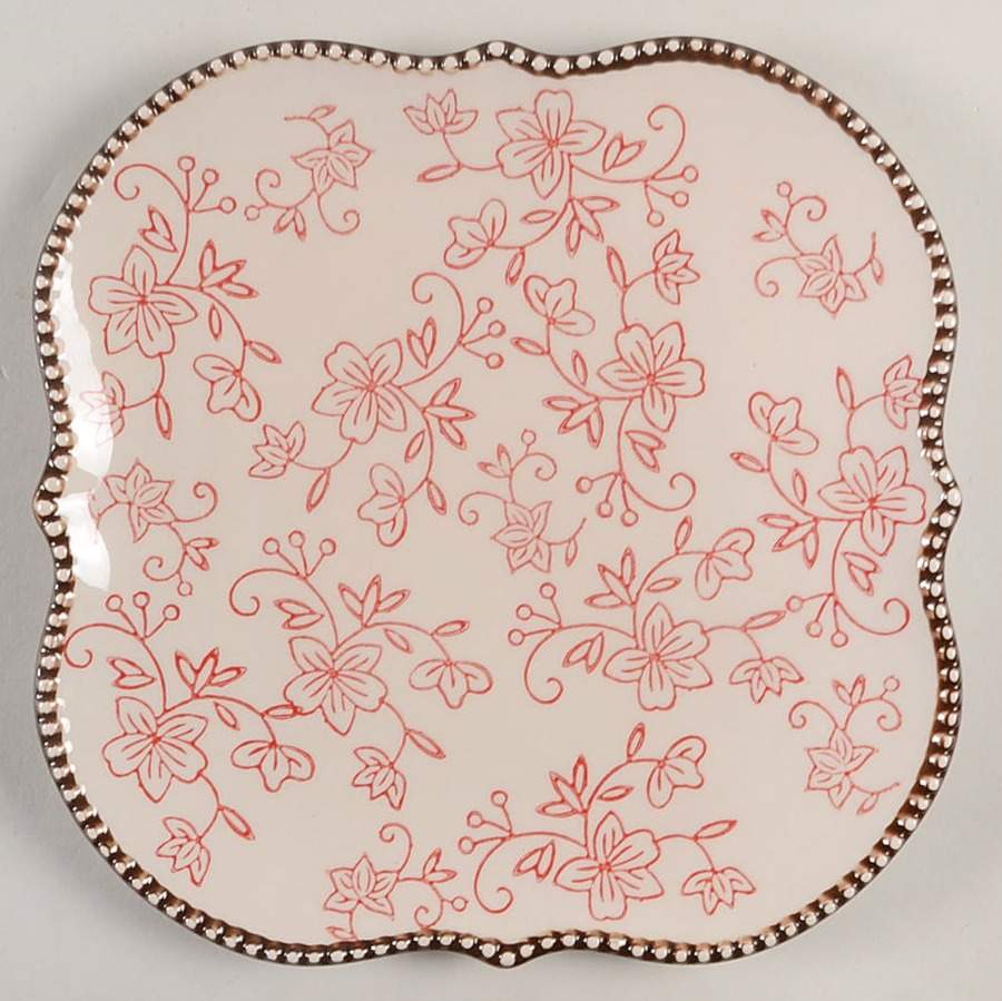 Floral Lace Red Square Salad Plate by Temp-Tations-1
