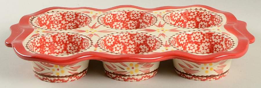 Old World Red Muffin Pan (Holds 6 Muffins) by Temp-Tations-1