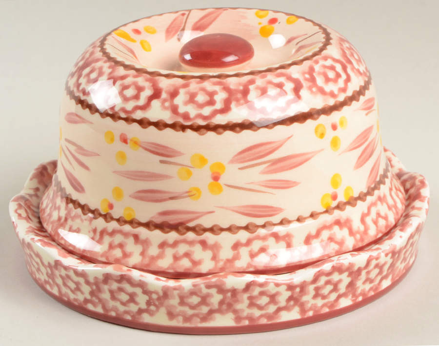 Old World Red Mini Convertible Cake/Chip Plate & Dip Bowl/Pedestal with Dome/Bowl by Temp-Tations-1
