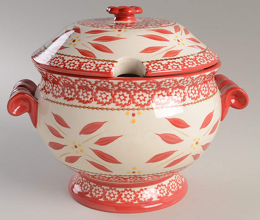 Old World Red Tureen &  Lid by Temp-Tations-1