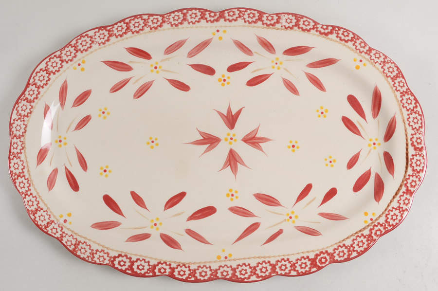 Old World Red 18" Oval Handled Platter by Temp-Tations-1