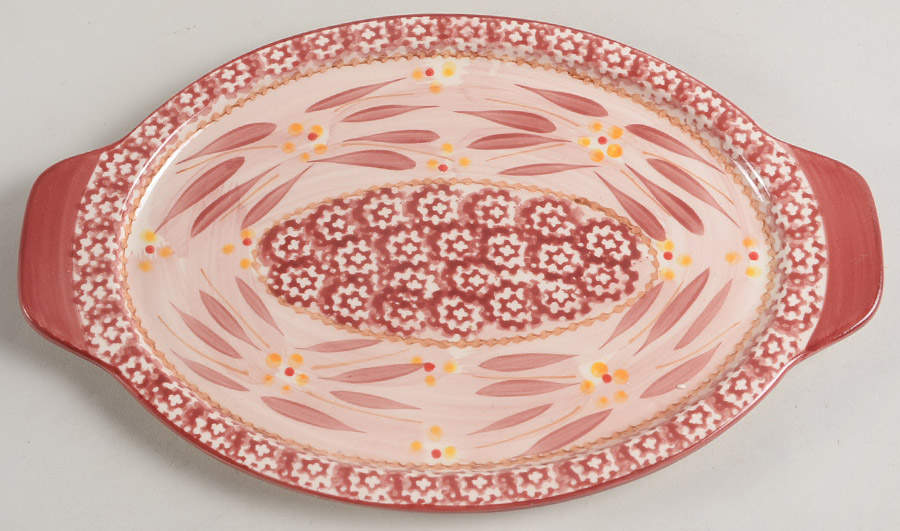 Old World Red 10" Oval Lid-It (Trivet,Tray,Baker Lid) by Temp-Tations-1