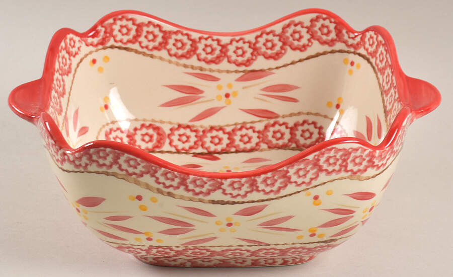 Old World Red 1.5 Qt Square Bake & Serve Bowl by Temp-Tations-1