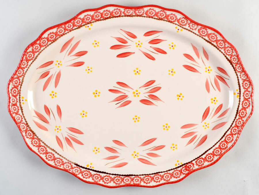 Old World Red 20" Oval Serving Platter by Temp-Tations-1