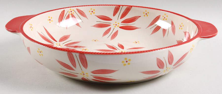 Old World Red 14" Round Tab Handled Baker by Temp-Tations-1