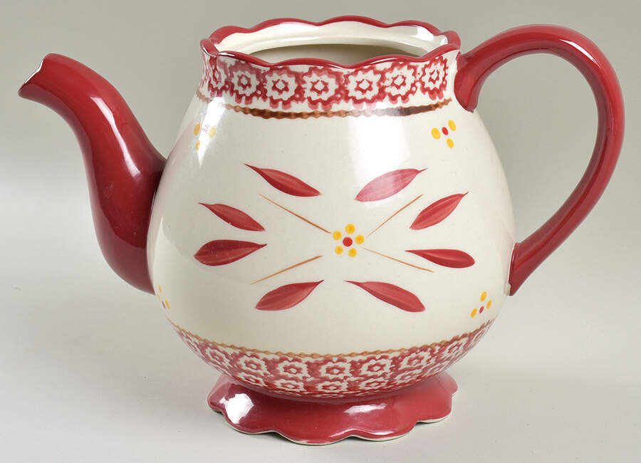 Old World Red Teapot No Lid by Temp-Tations-1