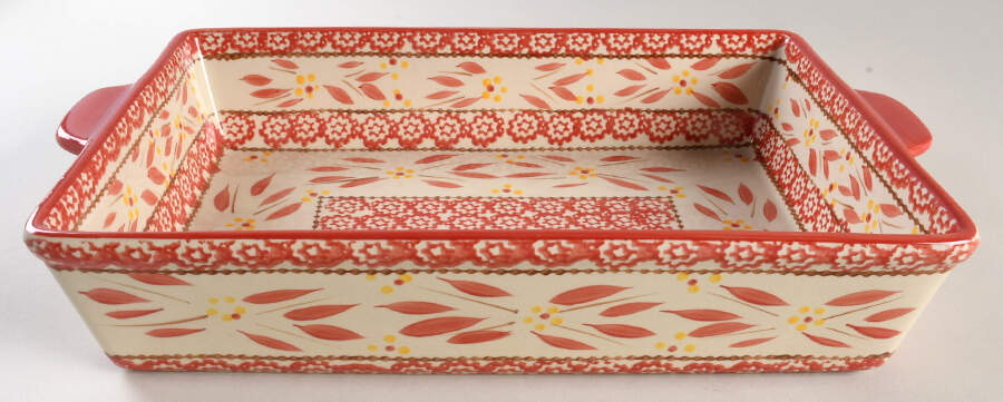Old World Red 15" Rectangular Baker by Temp-Tations-1