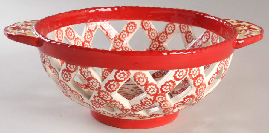 Old World Red 11" Pierced Round Bowl by Temp-Tations-1