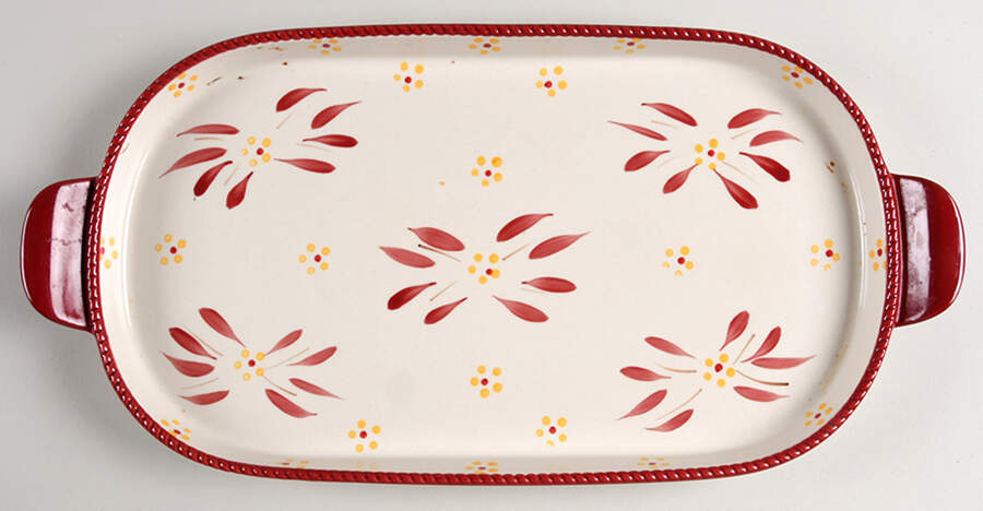 Old World Red 14" Handled Tray by Temp-Tations-1