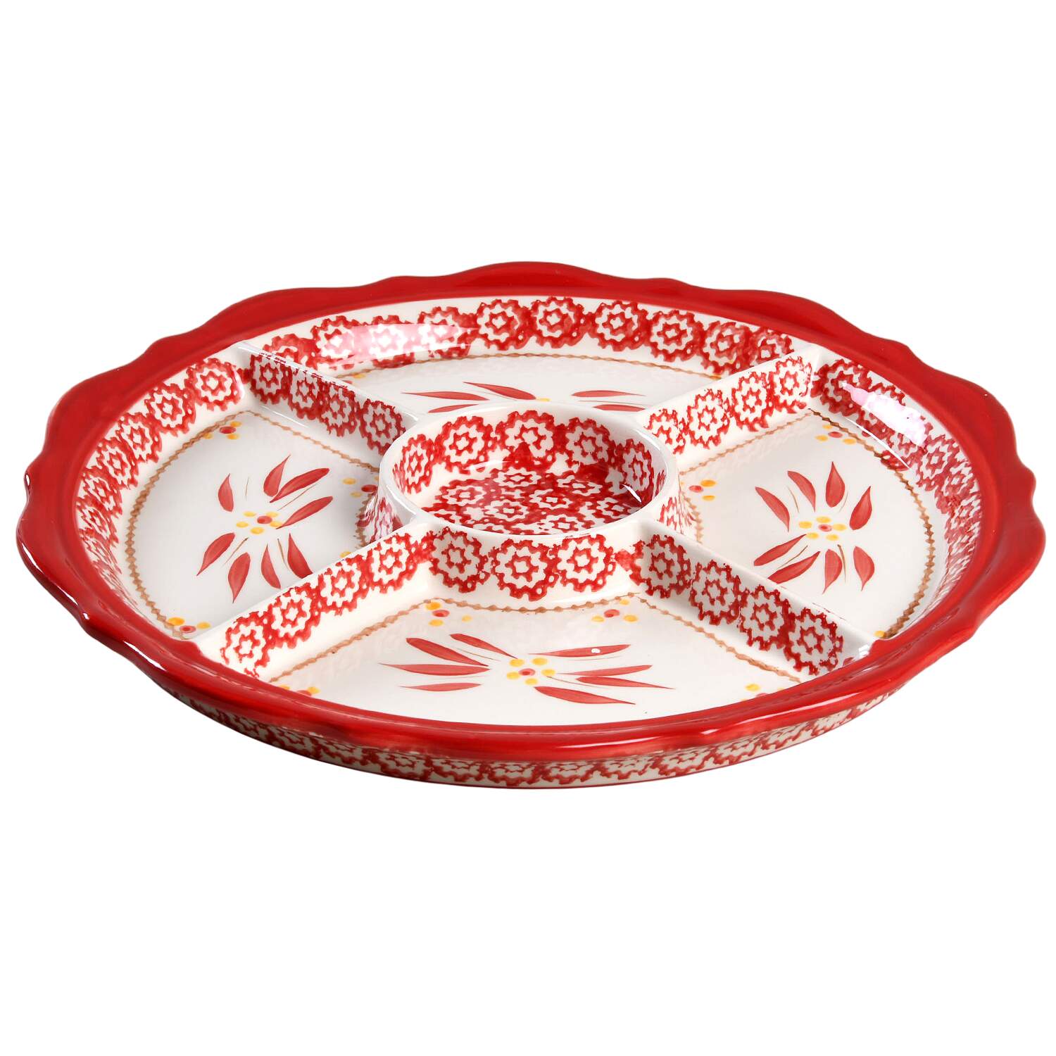 Old World Red Cake/Chip Plate for Convertible Set by Temp-Tations-1