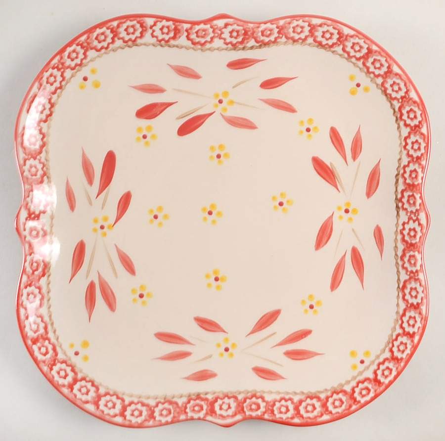 Old World Red Square Dinner Plate by Temp-Tations-1