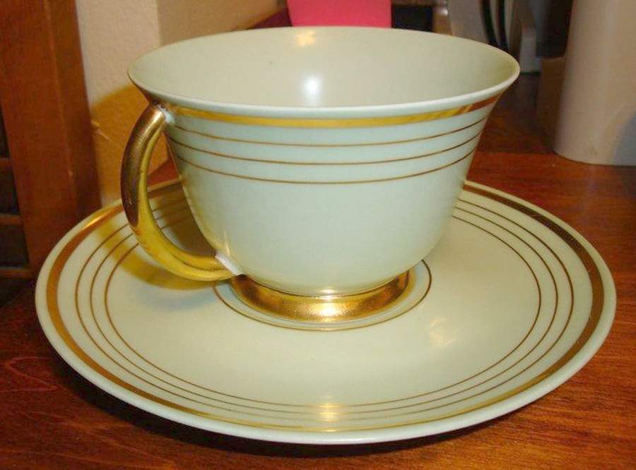 TLB9 Footed Cup & Saucer Set by Touze, Lemaitre & Blancher-1