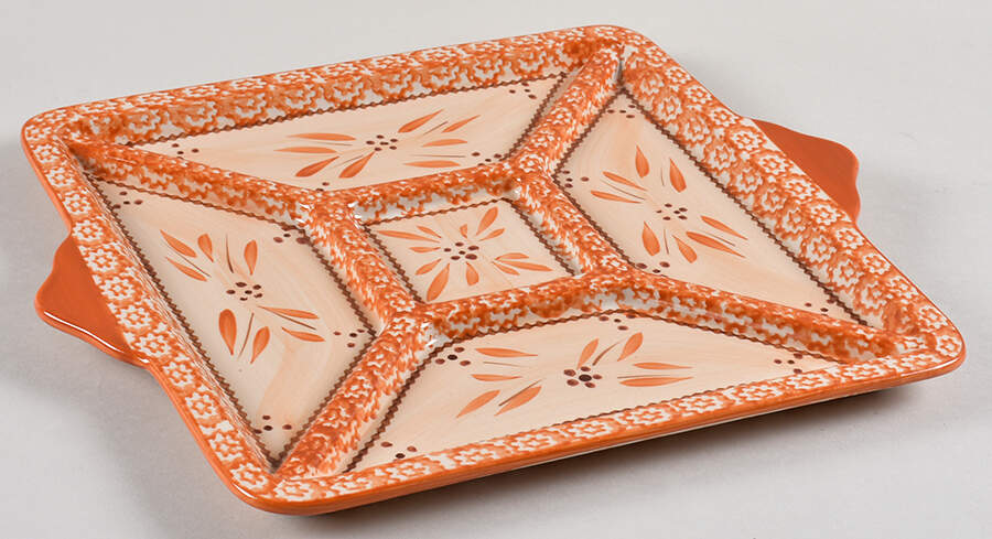 Old World Orange Spice 13" Square Divided Lid-It (Tray Or Baker Lid) by Temp-Tations-1