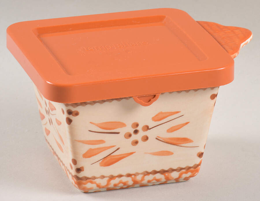 Old World Orange Spice Individual Square Baker & Plastic Lid by Temp-Tations-1