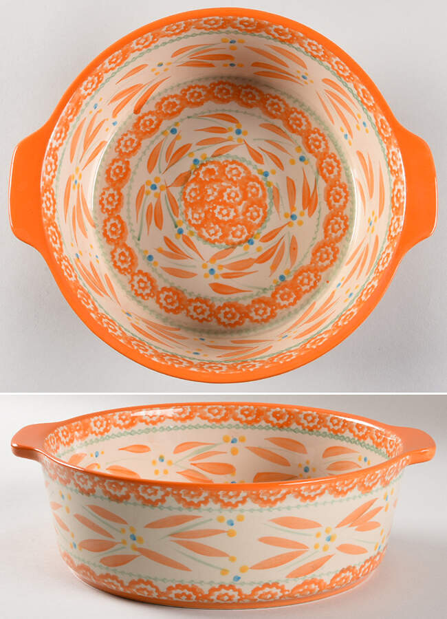 Old World Orange Spice 10" Round Handled Baker by Temp-Tations-1