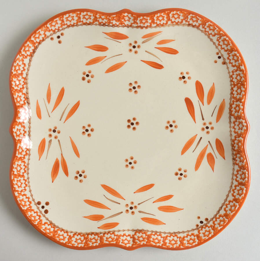 Old World Orange Spice Square Dinner Plate by Temp-Tations-1