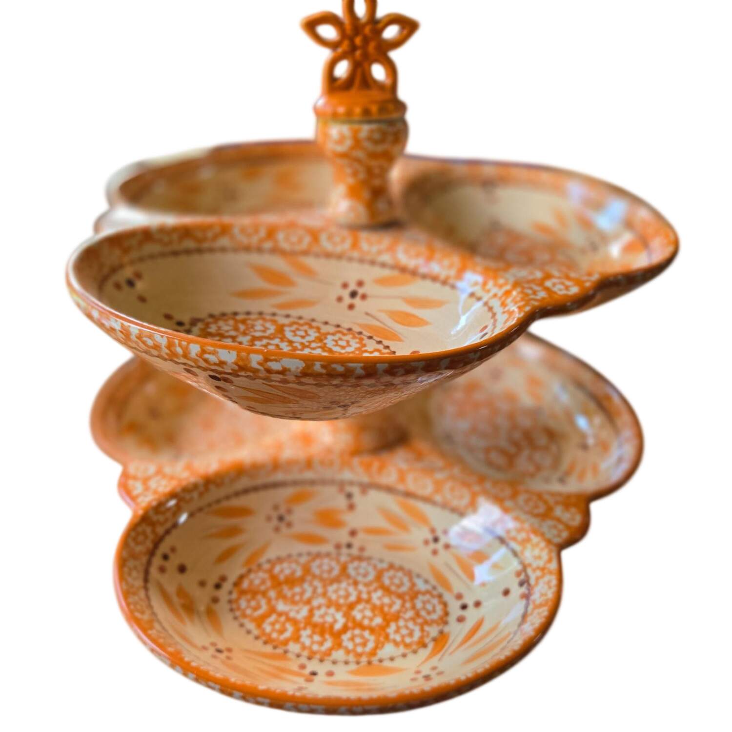 Old World Orange Spice 2-Tier Serving Tray by Temp-Tations-1