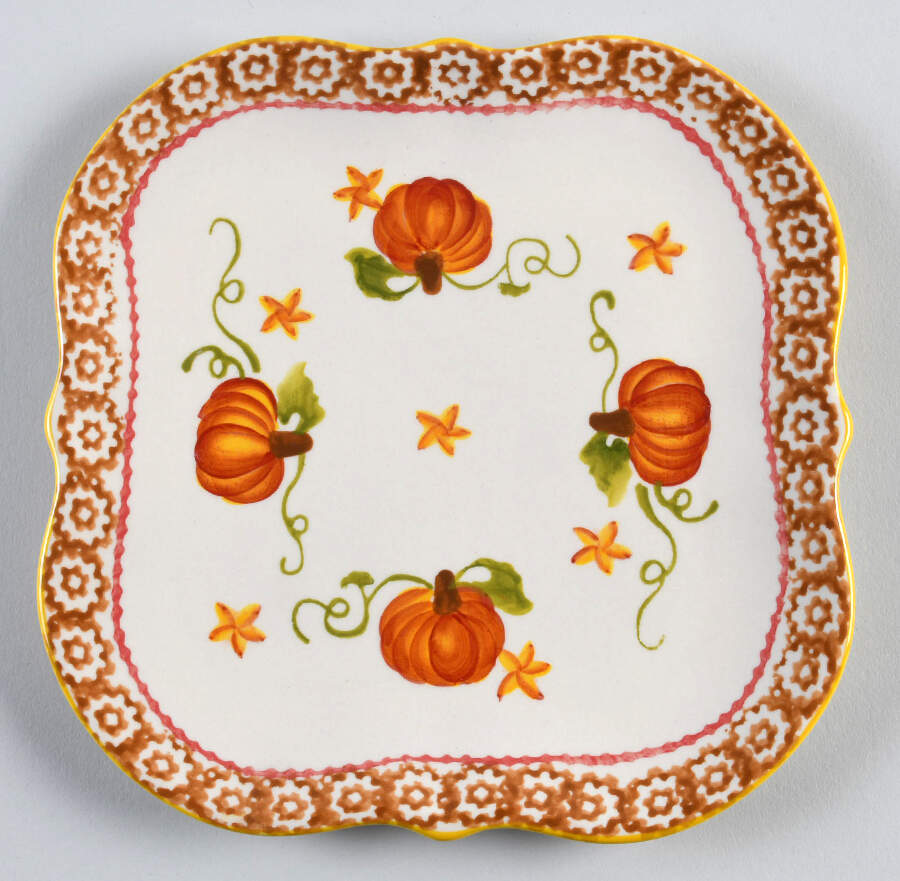 Pumpkin Patch Square Salad Plate by Temp-Tations-1