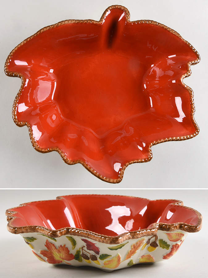 Harvest (Embossed) 13" Leaf Bowl by Temp-Tations-1