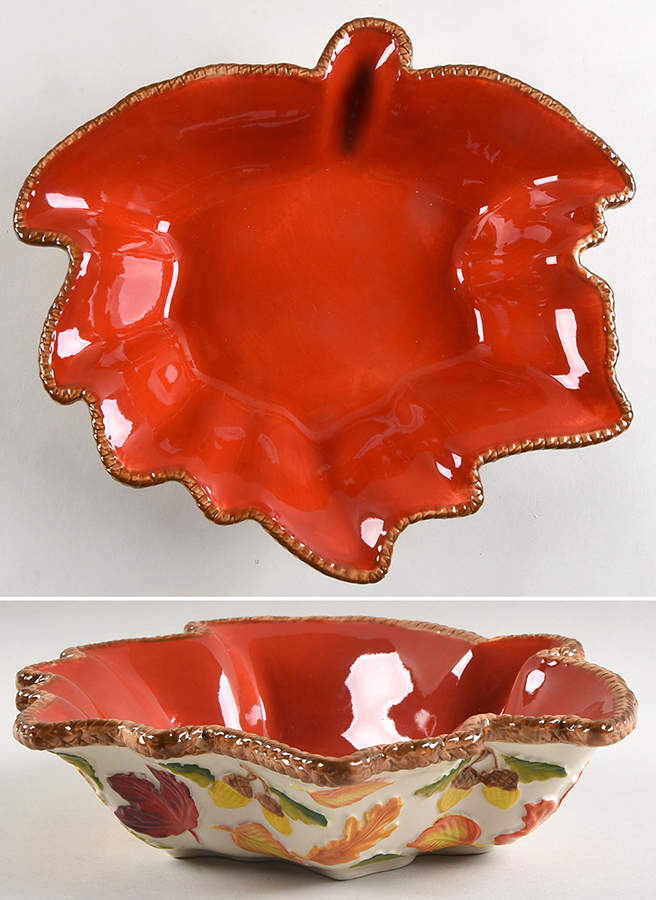 Harvest (Embossed) 11" Leaf Bowl by Temp-Tations-1