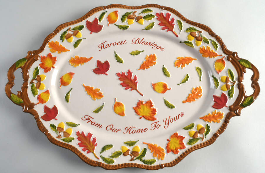 Harvest (Embossed) 18" Oval Handled Platter by Temp-Tations-1
