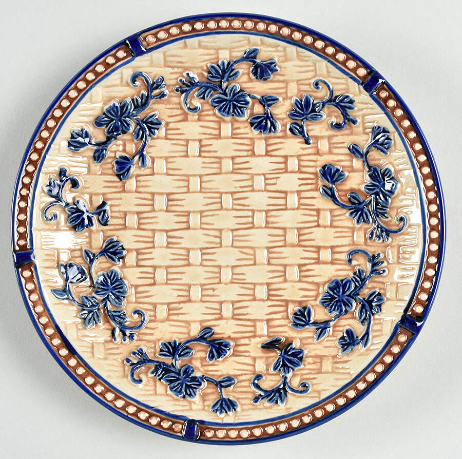 Floral Lace Basketweave Blue Dessert/Pie Plate by Temp-Tations-1