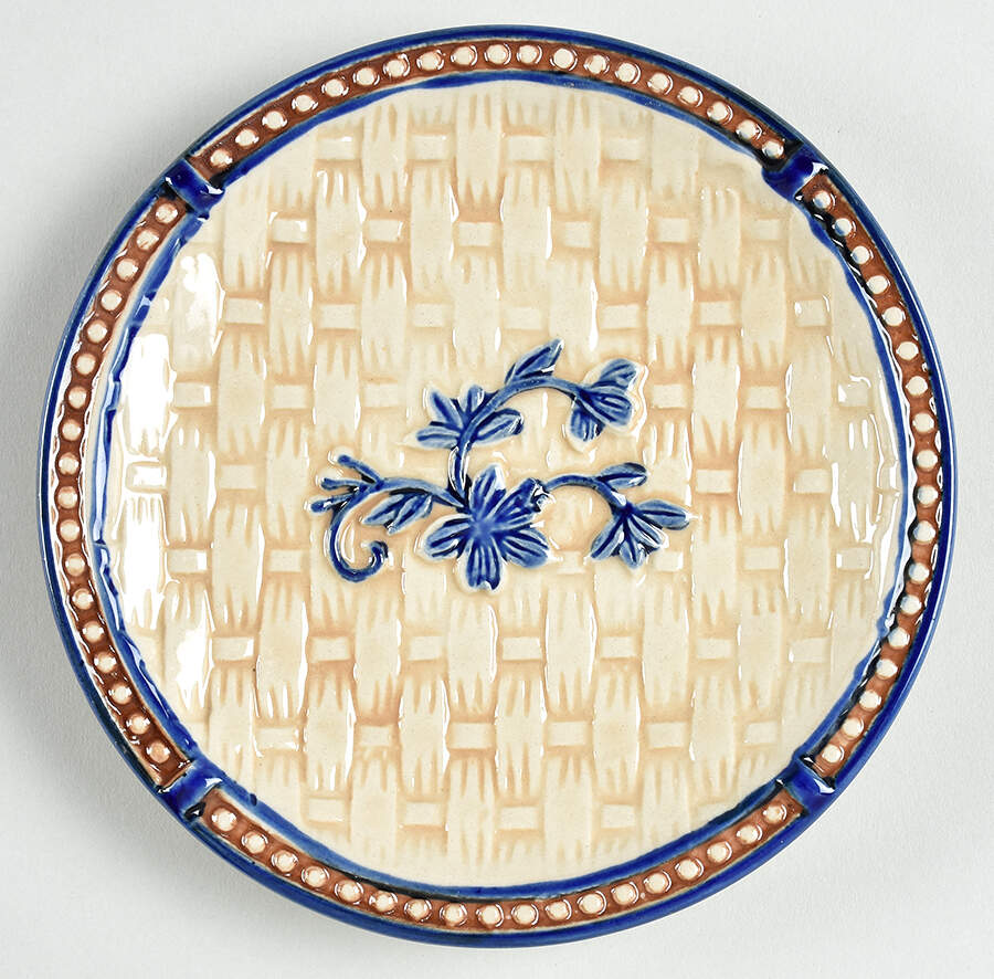 Floral Lace Basketweave Blue Bread & Butter Plate by Temp-Tations-1
