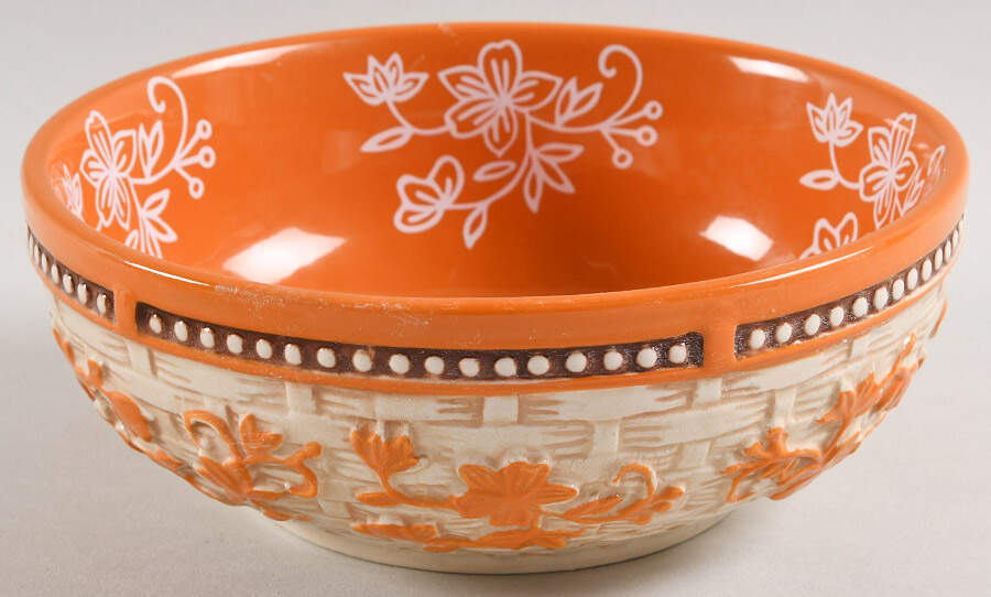 Floral Lace Basketweave Spice Soup/Cereal Bowl by Temp-Tations-1