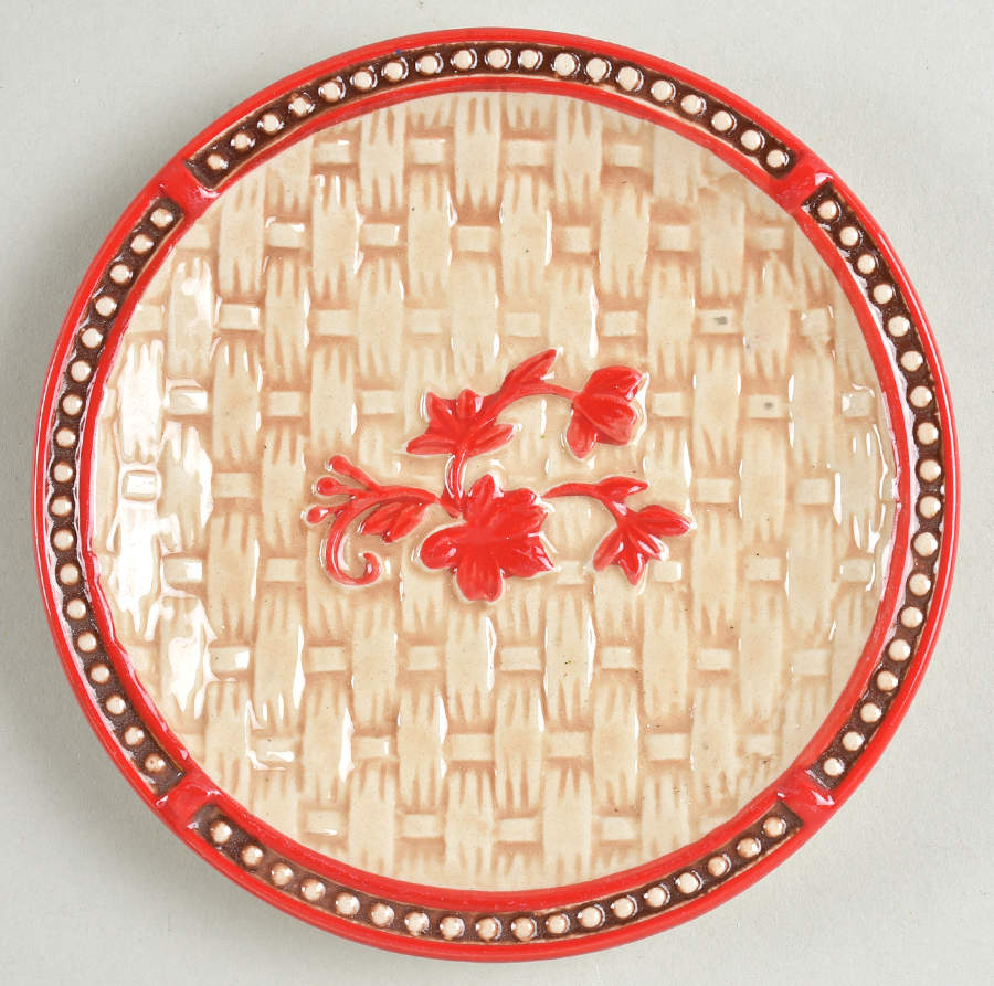 Floral Lace Basketweave Red Bread & Butter Plate by Temp-Tations-1