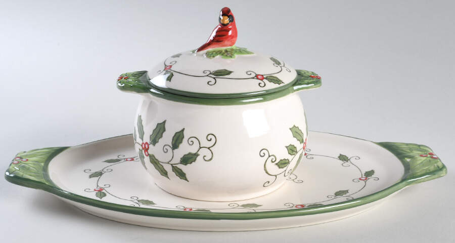 Cardinal Covered Soup Bowl & Sandwich Tray by Temp-Tations-1
