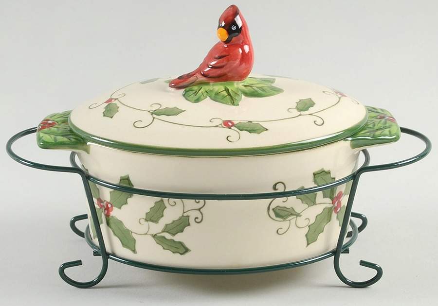 Cardinal 9 Oz Individual Oval Casserole & Lid W/Metal Stand by Temp-Tations-1