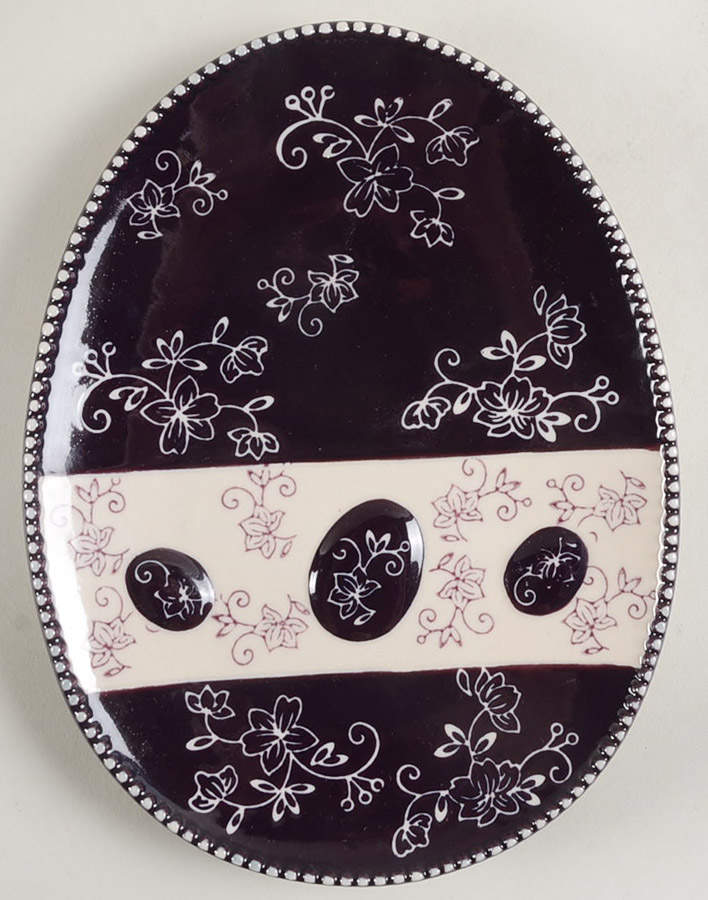 Floral Lace Eggplant 8" Egg Shape Plate by Temp-Tations-1