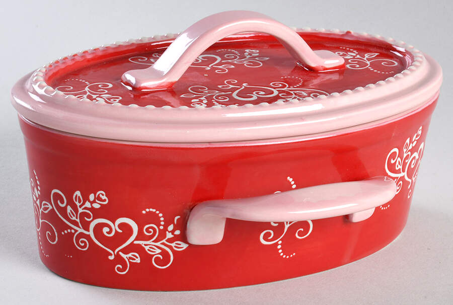 Floral Lace Romance 16 Oz Oval Individual Casserole & Lid by Temp-Tations-1