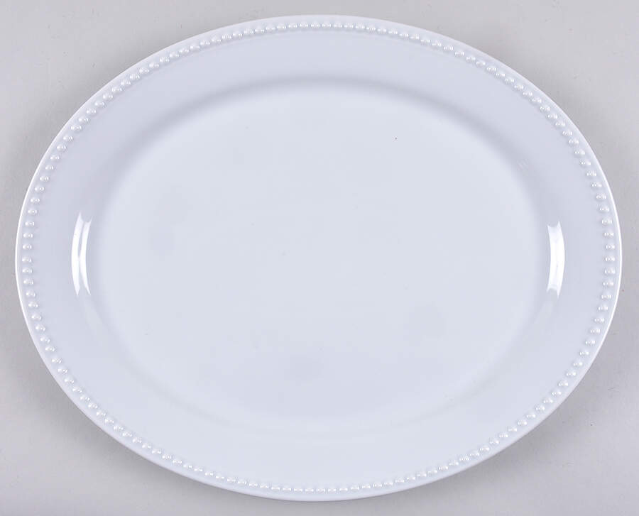 Beaded Cream 15" Oval Serving Platter by Threshold-1