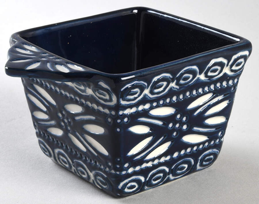 Carved Old World Blue Individual Square Baker by Temp-Tations-1